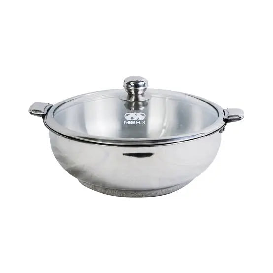 stainless steel lockable hot pot with glass lid - view 5