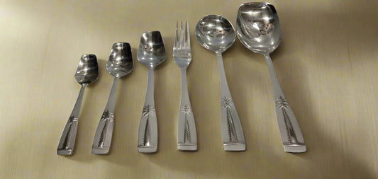 Palm tree engraved stainless steel cutlery set 14 gauge | Saify Homes