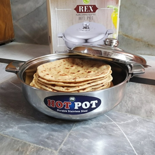 stainless steel lockable double wall hot pot with steel lid
