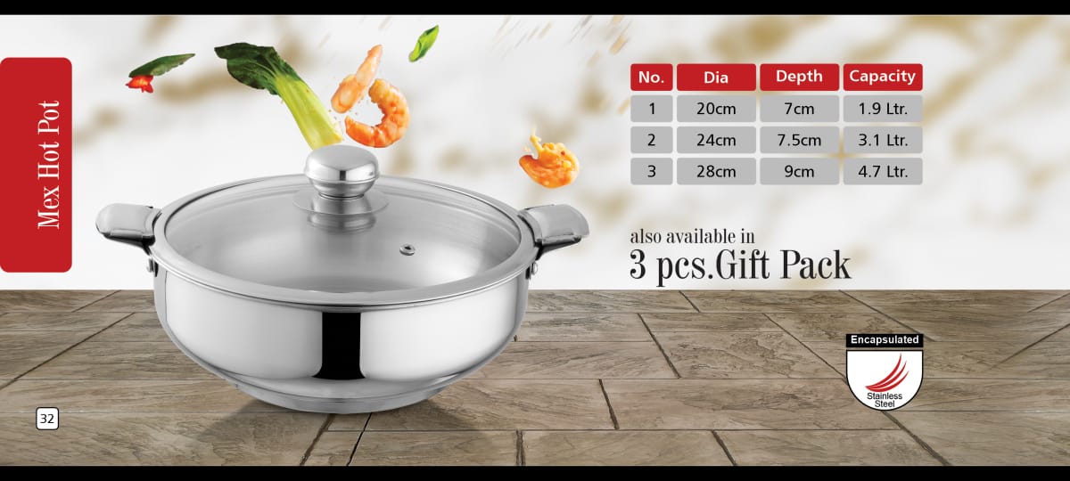 stainless steel lockable hot pot with glass lid