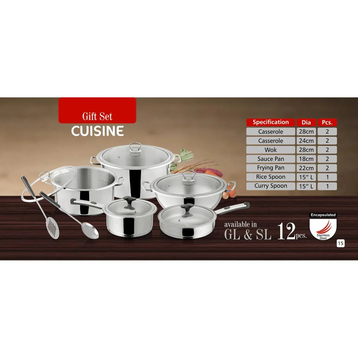 Alpha 12 pcs stainless steel cookware gift set