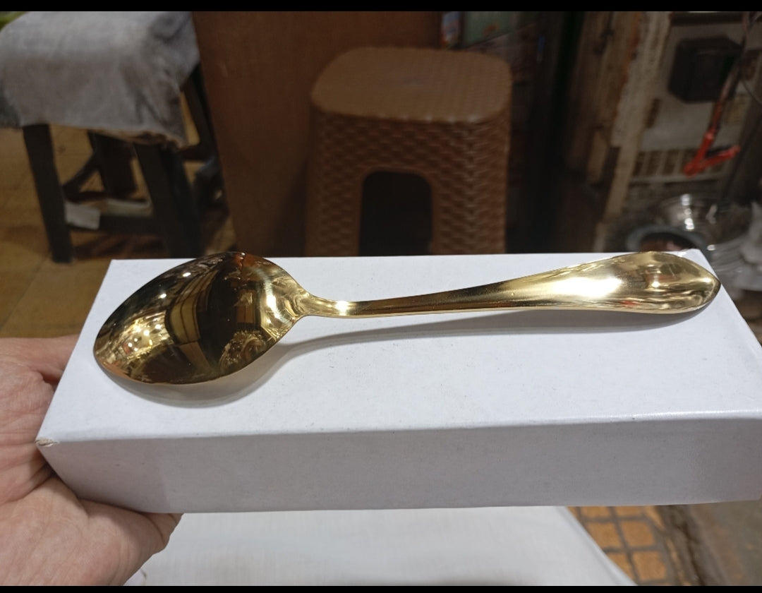 Golden laser print stainless steel table spoons – photo 5