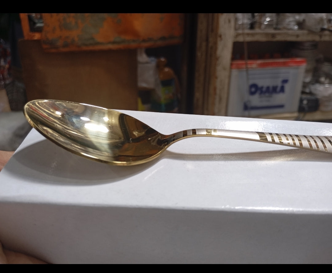 Golden laser print stainless steel table spoons – photo 6