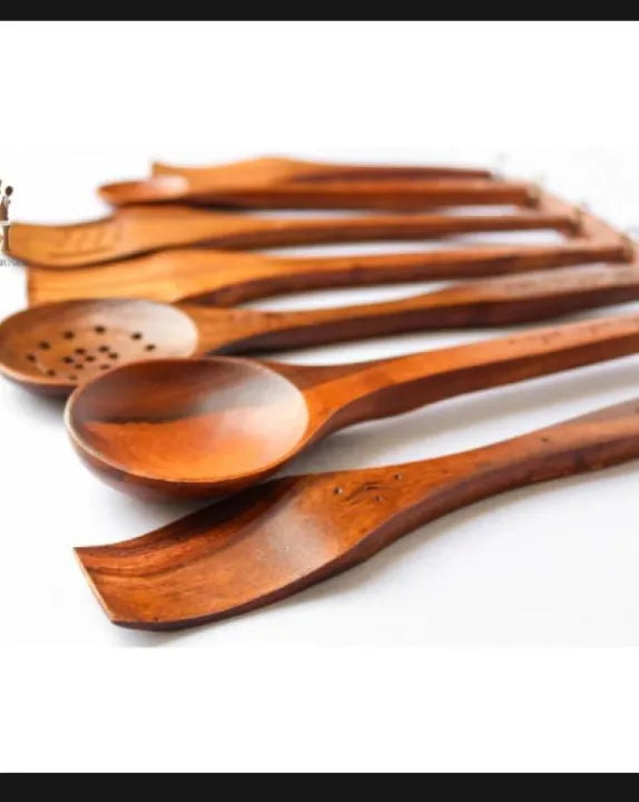 8 piece handmade wooden cooking spoon set with holder – photo 4