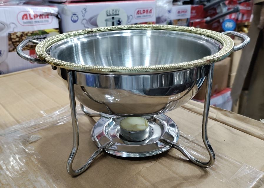 mini chafing dish with embossed dome lid and candle warmer - view 5