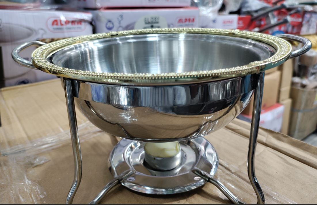 mini chafing dish with embossed dome lid and candle warmer - view 4