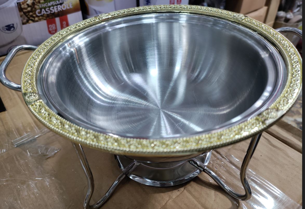 mini chafing dish with embossed dome lid and candle warmer - view 3