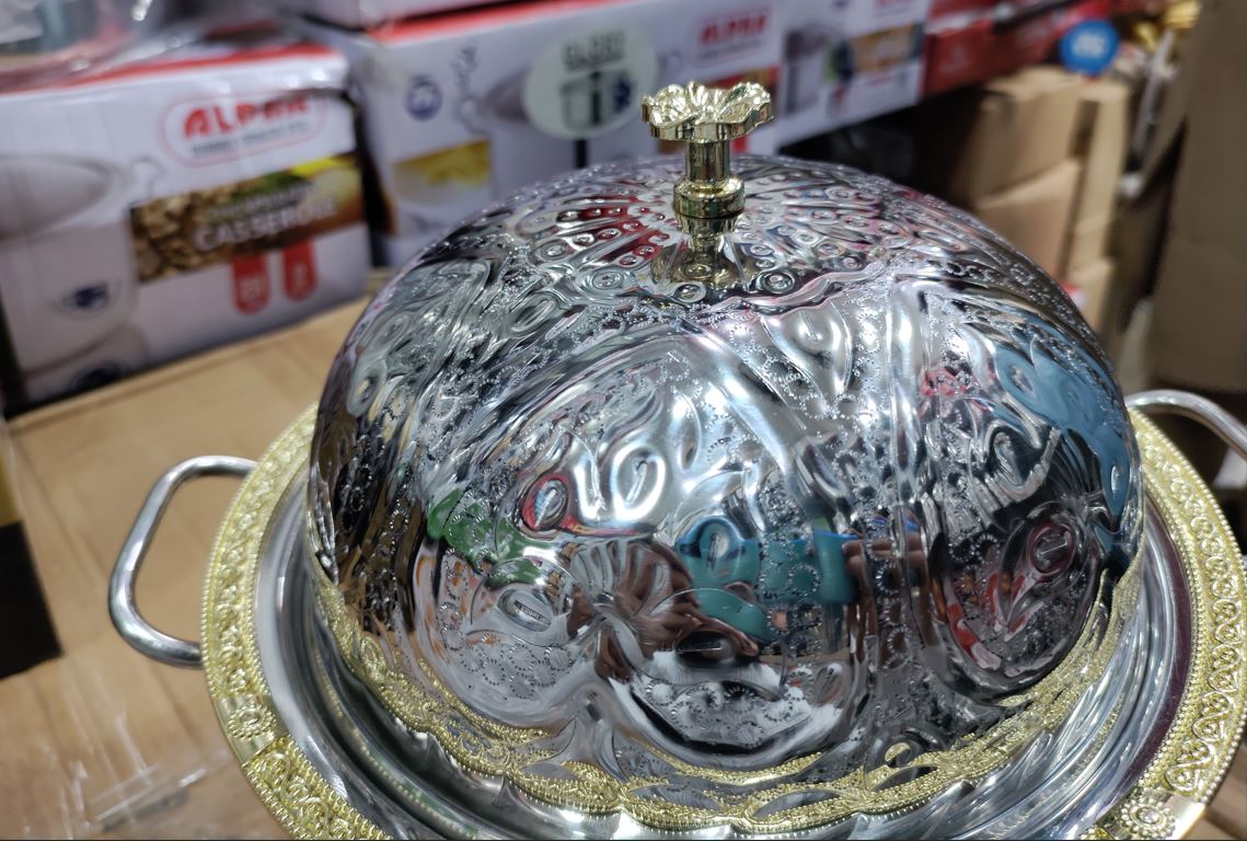 mini chafing dish with embossed dome lid and candle warmer - view 2
