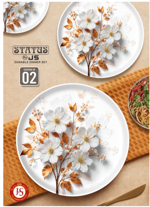 STATUS 72 Pcs  Melamine Dinner Set for 8 Persons, Crystal Coated with Glass Lid