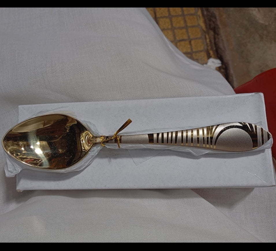 Golden laser print stainless steel table spoons | Saify Homes