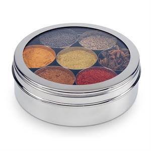Heavy stainless steel masala box with 7 compartments and 7 spoons – photo 3