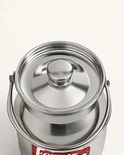 Heavy stainless steel ghee milk and oil storage container with carry handle – photo 4
