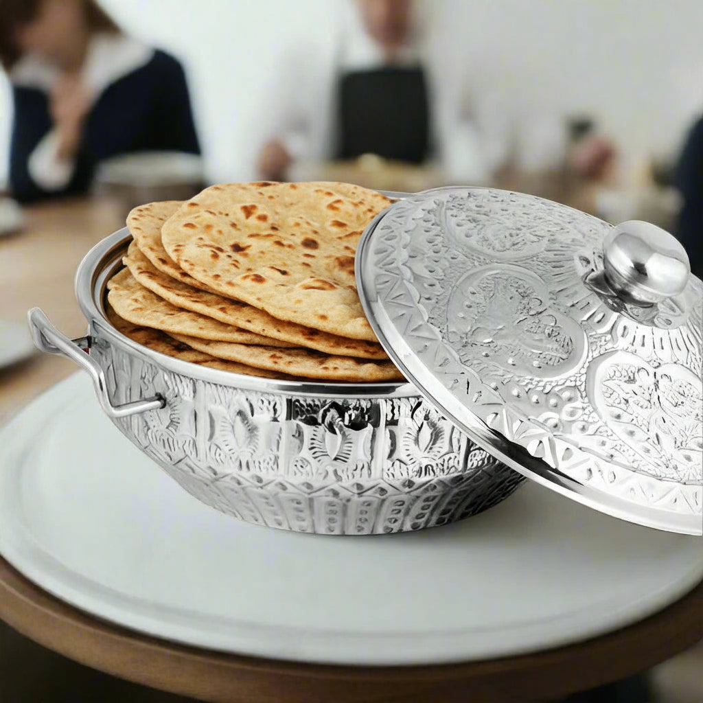 naqsheen design stainless steel roti hotpot