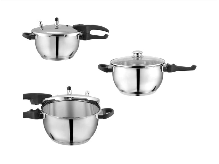 Sonex stainless steel wok pressure cooker with glass lid - view 3