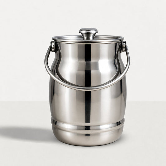 Heavy stainless steel ghee milk and oil storage container with carry handle | Saify Homes