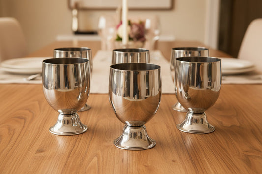 Stainless steel wine goblet glass set of 6 - product photo | Saify Homes Pakistan